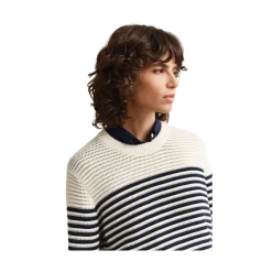 Discount Gant Textured triped C-Neck - Cream