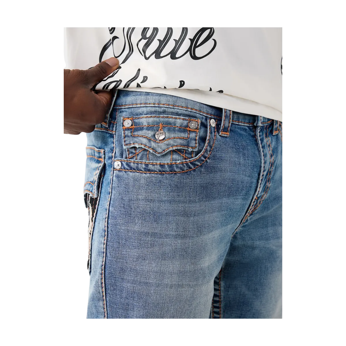 True Religion Tiger Embro Ricky Big T Flap - JMAM Gold Arcade Medium Wash_