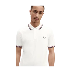 Sale Fred Perry Twin Tipped FP hirt - now White/Burnt Red/Navy