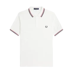 Sale Fred Perry Twin Tipped FP hirt - now White/Burnt Red/Navy
