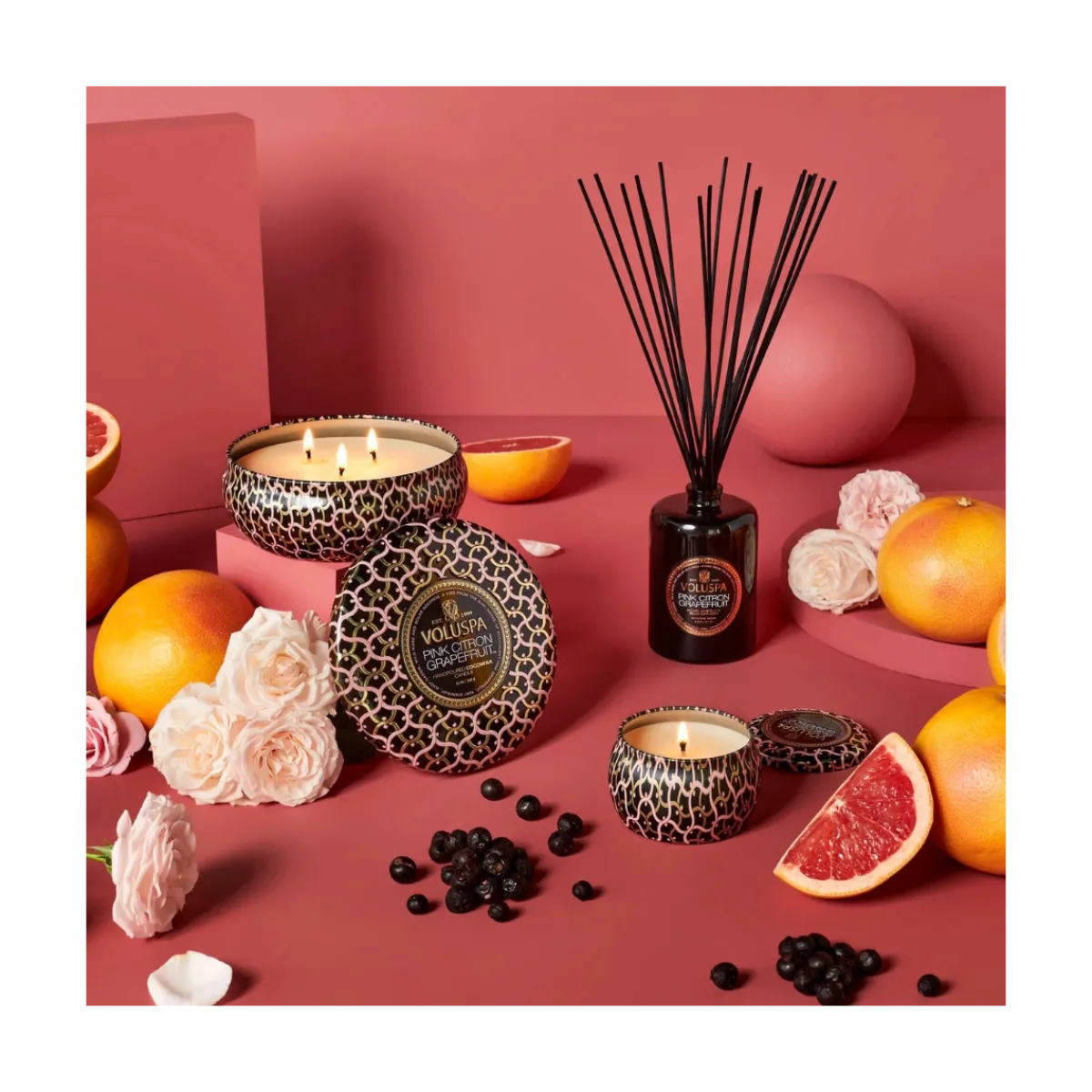 Sale Voluspa 3 Wick Tin Candle - 5 Pink Citron Grapefruit