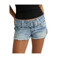 Outlet True Religion Wide Belt Joey Low Rise Short Flap - JLFL Freckle Wave