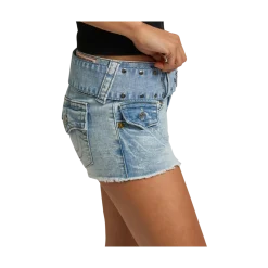 Outlet True Religion Wide Belt Joey Low Rise Short Flap - JLFL Freckle Wave