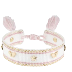 Outlet DARK Department Woven Friendship Bracelet W/Star Studs - White W/Light Rose & Gold