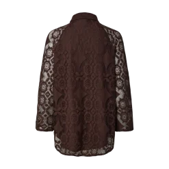 YAS Almi 7/8 Lace Shirt - Coffee Bean