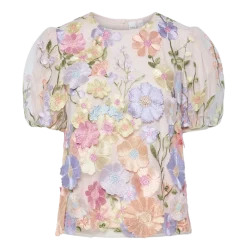 YAS Flowering Short Sleeve Top - Lavendula