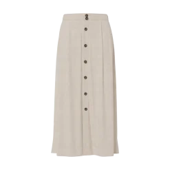 Clearance YAS Usuma Linen Blend Long Skirt - White Pepper
